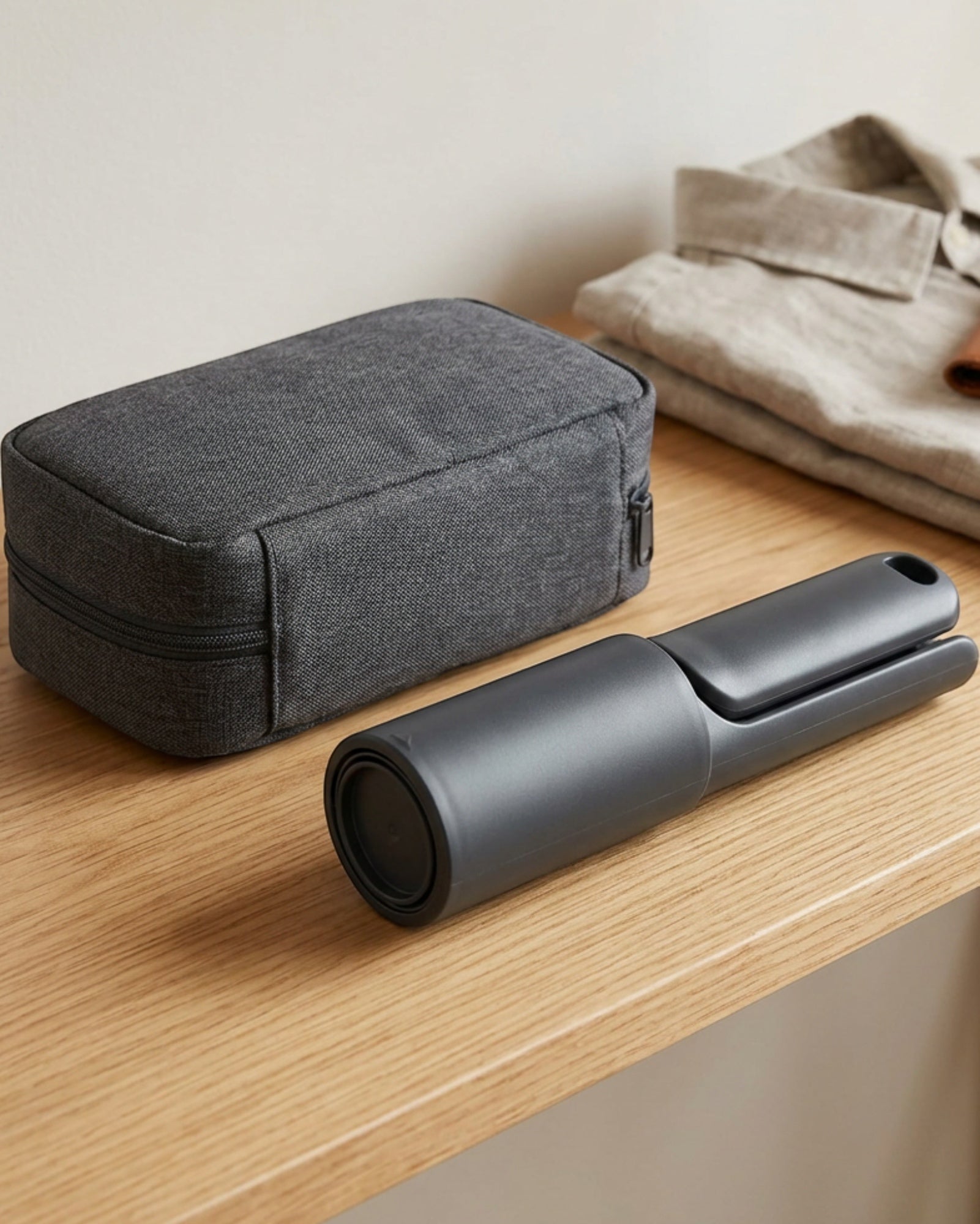 Crums Foldnest Travel Lint Roller 3 in Charcoal 60 Sheets - Lifestyle view