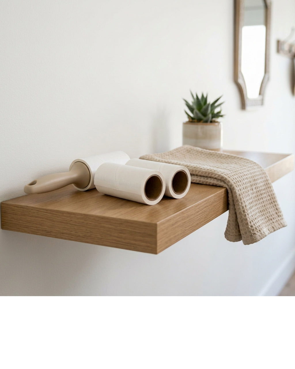 Crums Peeltrack Adhesive Lint Roller 4 in Oat 90 Sheets 2 Refills - Lifestyle view